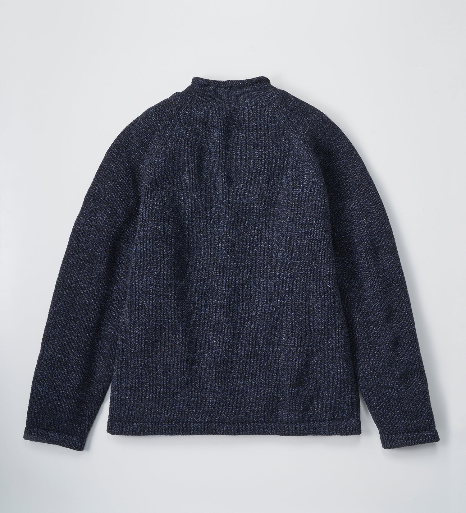 COTTON ROLL NECK KNIT Black/Navy