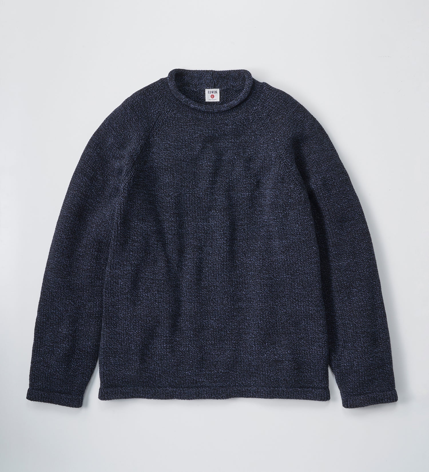 COTTON ROLL NECK KNIT Black/Navy