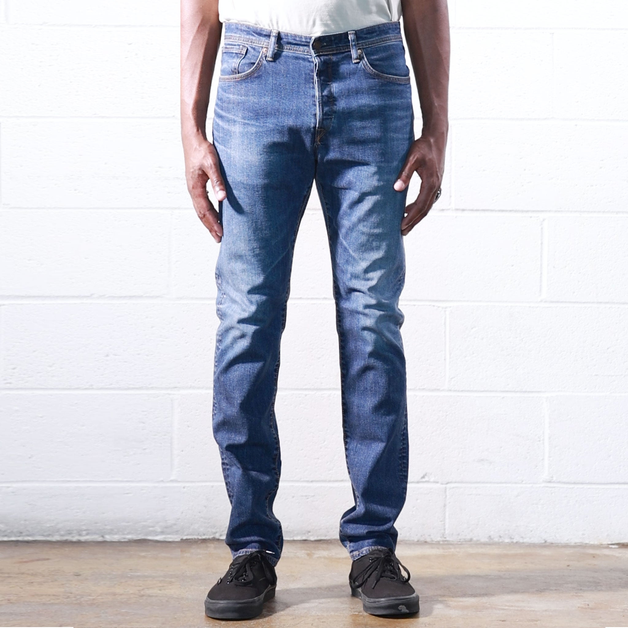 【HI FI FNK】Edit Teen Dyeing Denim Graph Zero Skein Dyeing Slim Jeans - Black x Gray *New